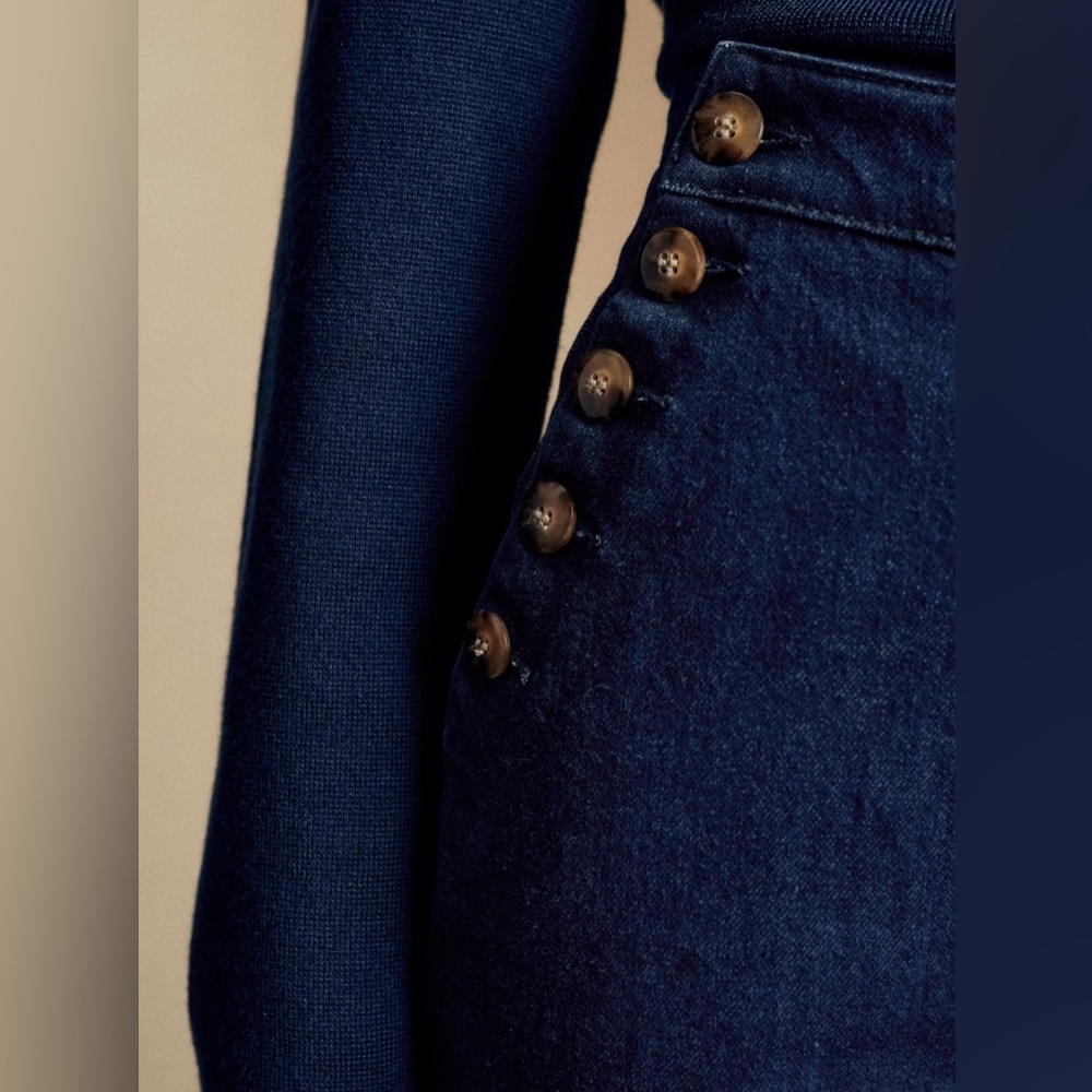 NWT Sézane Marino Trousers Flare Jeans with Buttons - Picture 7 of 9